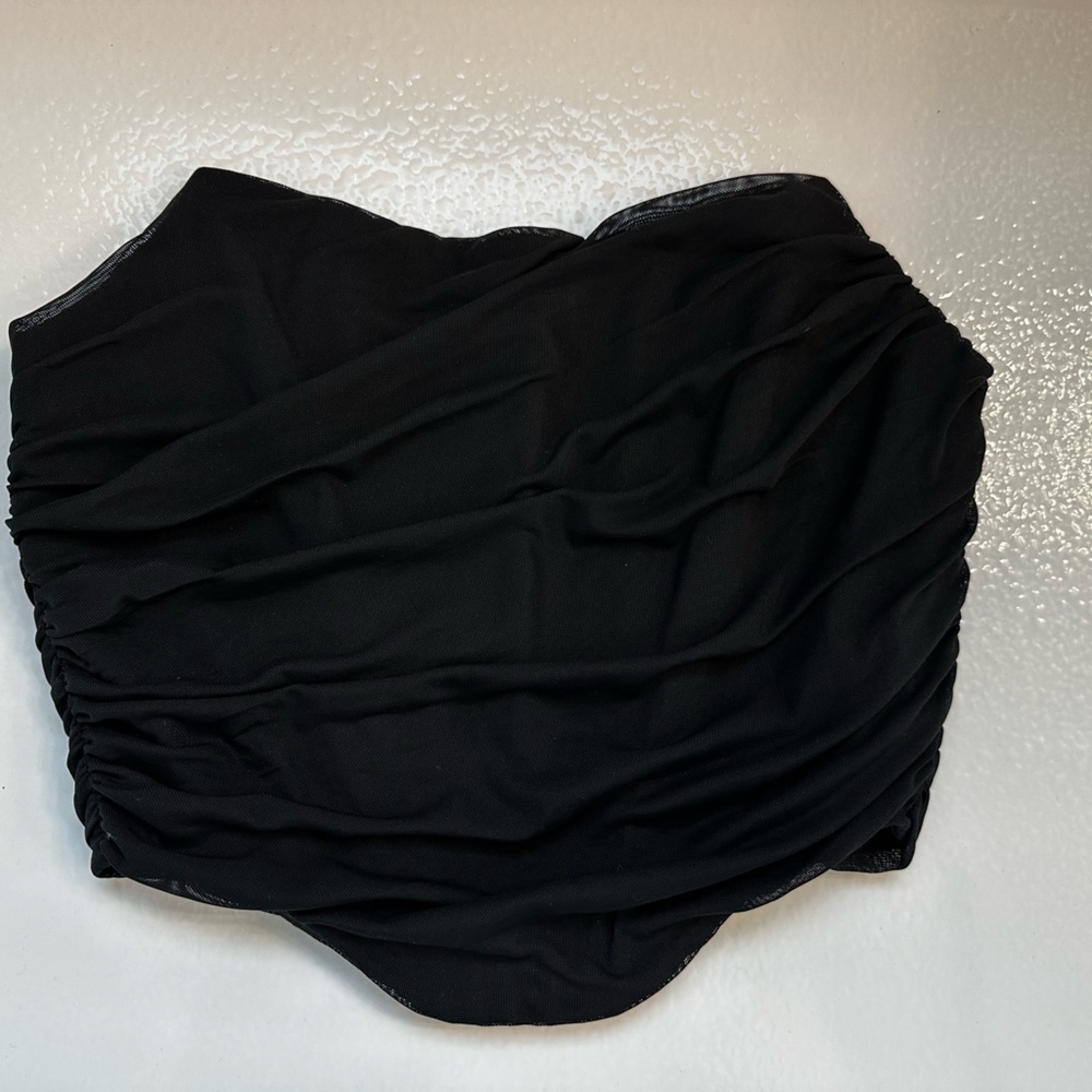 Black mesh zip bustier corset